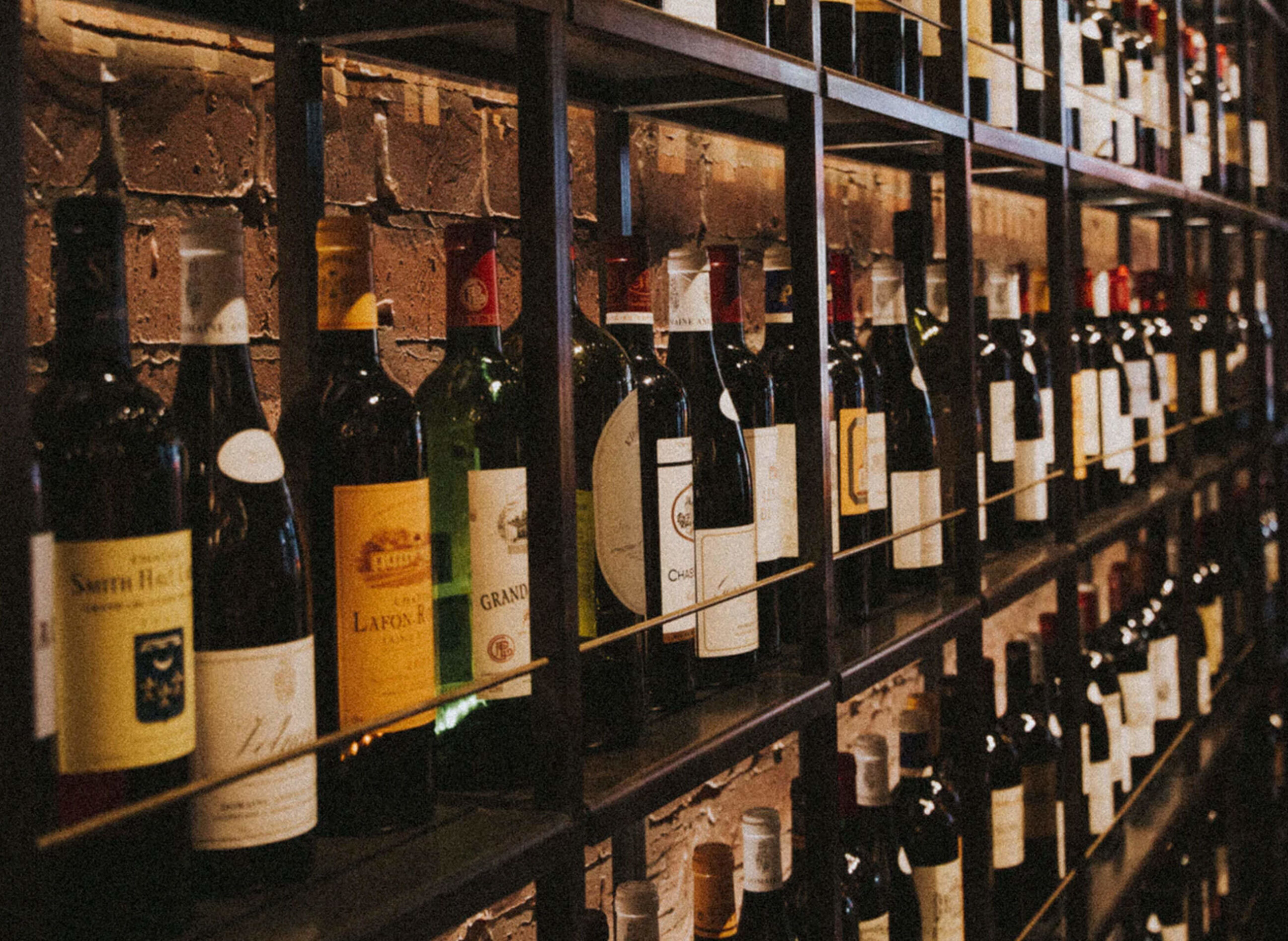 Wine Bottles on Shelves